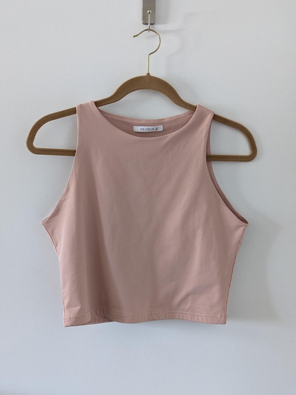 LIKE NEW Sleeveless Racer Back Tank Halter Neck Crop Top by REORIA - Size L